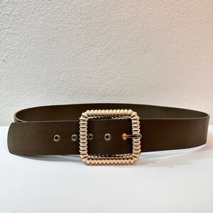 Elegant Brown Belt with Gold Buckle